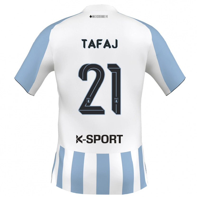 Danxen Donna Maglia Leo Tafaj #21 Bianco Azzurro Kit Gara Home 2025/26 Maglietta