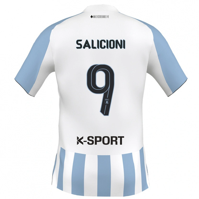 Danxen Donna Maglia Fausto Salicioni #9 Bianco Azzurro Kit Gara Home 2025/26 Maglietta