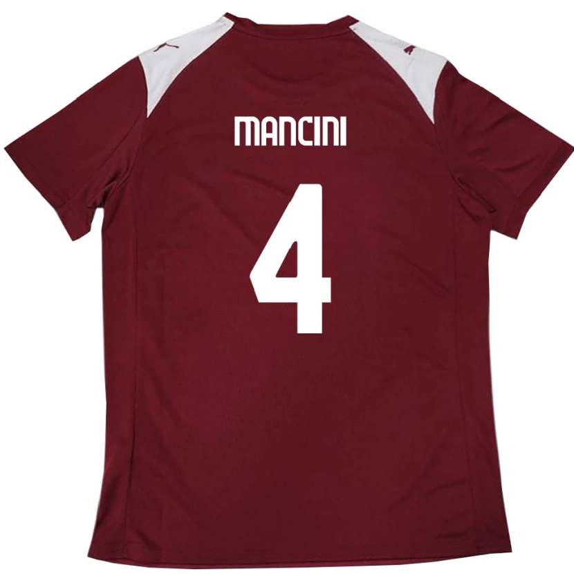 Danxen Donna Maglia Samuele Mancini #4 Borgogna Bianco Kit Gara Home 2025/26 Maglietta