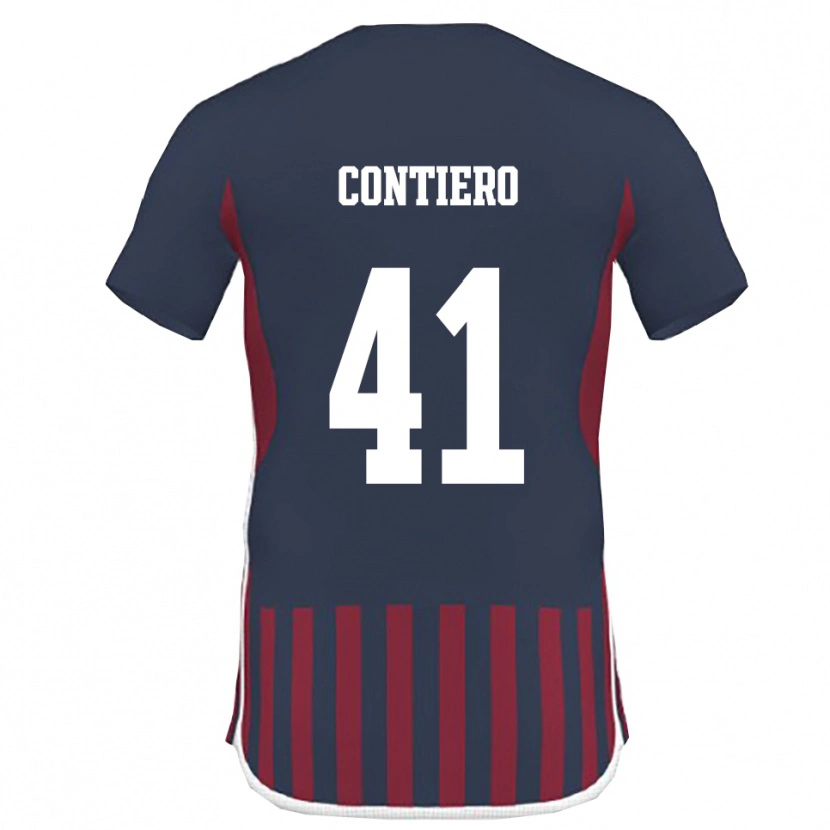 Danxen Donna Maglia Edoardo Contiero #41 Navy Rosso Kit Gara Home 2025/26 Maglietta