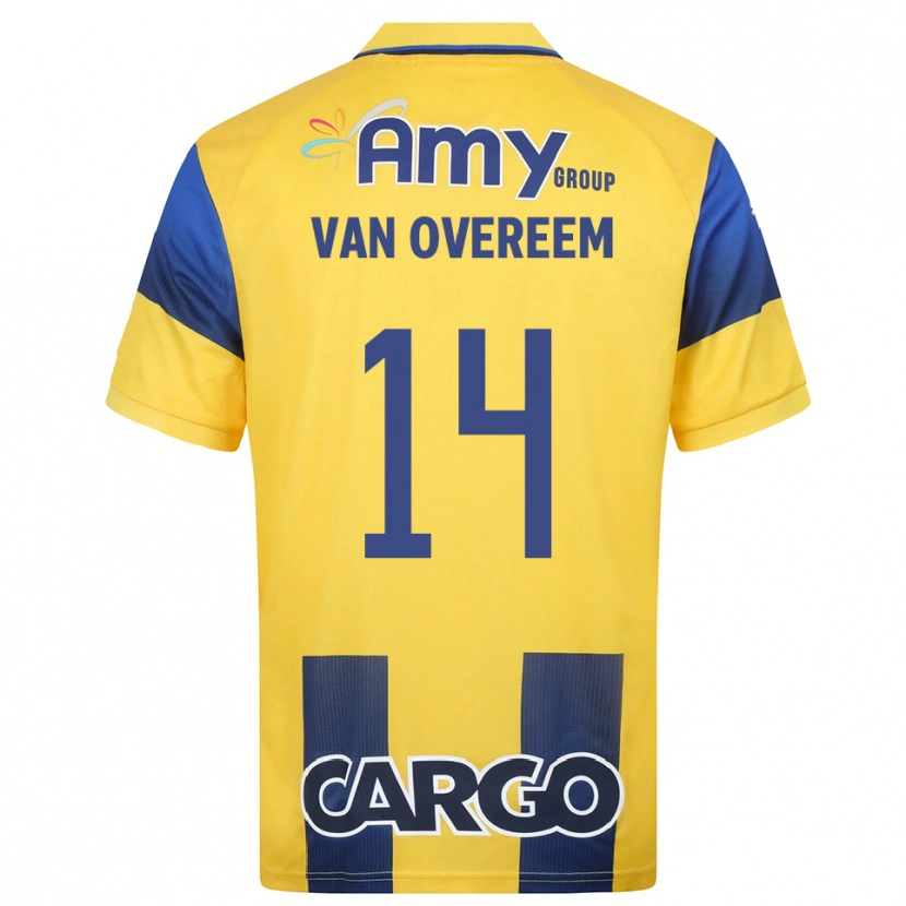 Danxen Donna Maglia Joris Van Overeem #14 Giallo Navy Kit Gara Home 2025/26 Maglietta