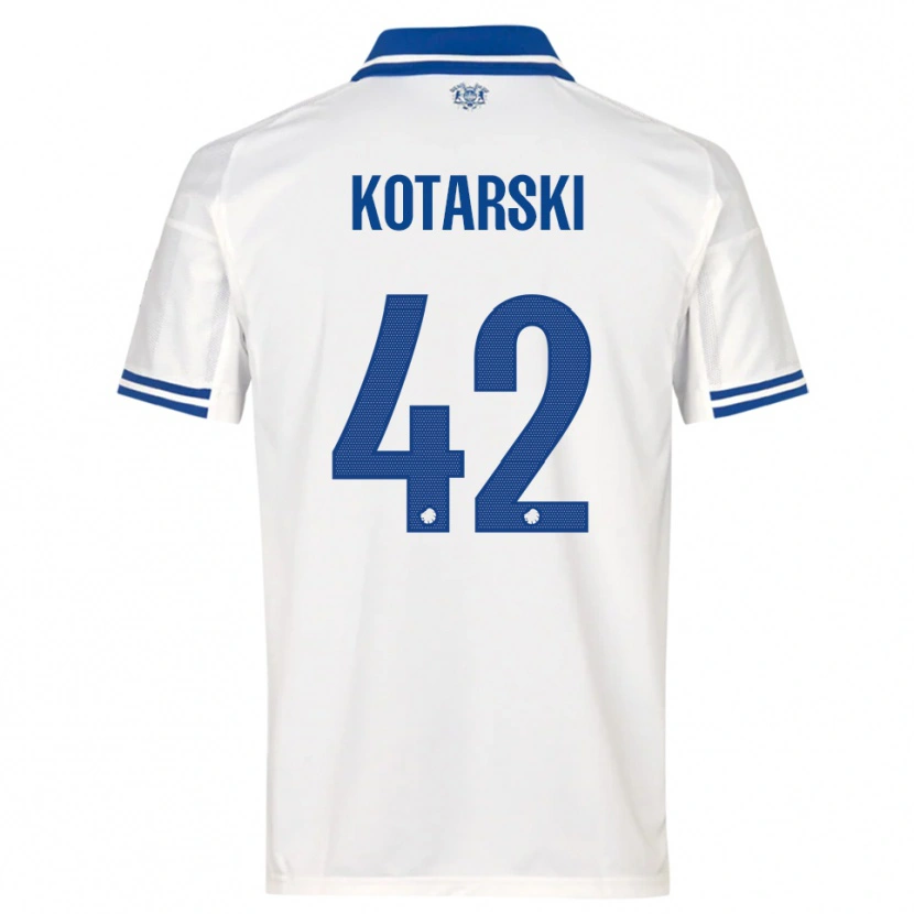 Danxen Donna Maglia Dominik Kotarski #42 Bianco Blu Kit Gara Home 2025/26 Maglietta