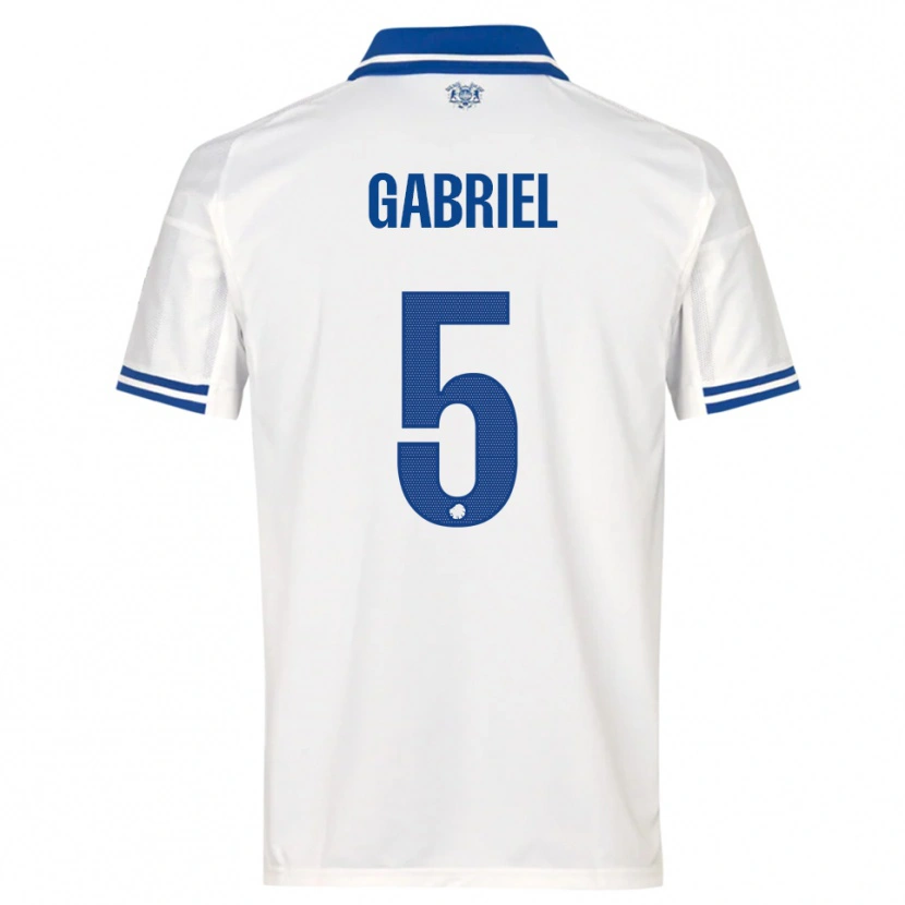 Danxen Donna Maglia Gabriel Pereira #5 Bianco Blu Kit Gara Home 2025/26 Maglietta