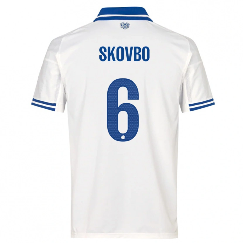 Danxen Donna Maglia Ida Skovbo #6 Bianco Blu Kit Gara Home 2025/26 Maglietta