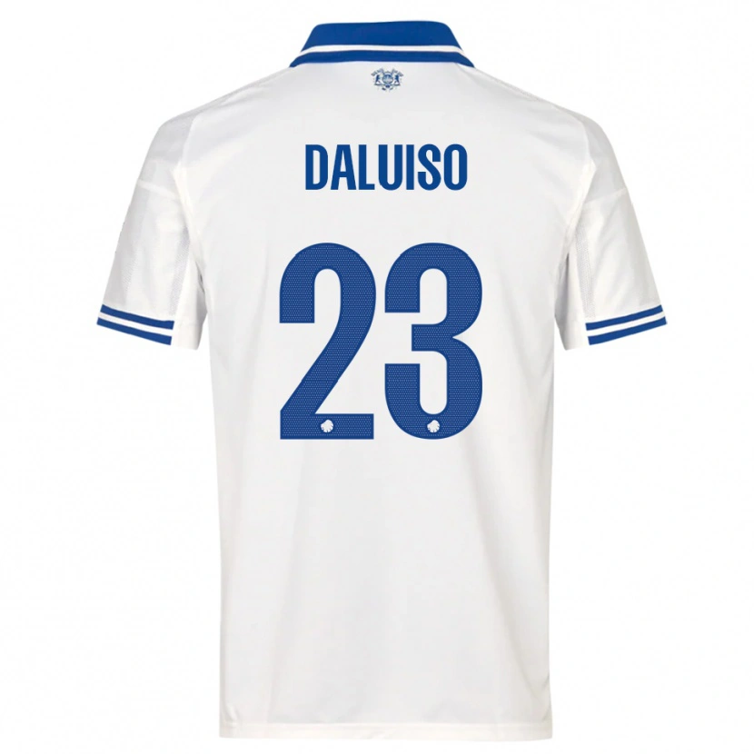 Danxen Donna Maglia Christoffer Daluiso #23 Bianco Blu Kit Gara Home 2025/26 Maglietta
