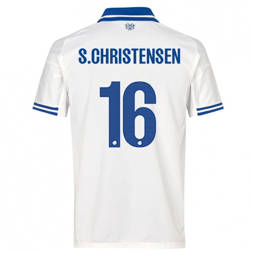 Danxen Donna Maglia Sebastian Christensen #16 Bianco Blu Kit Gara Home 2025/26 Maglietta