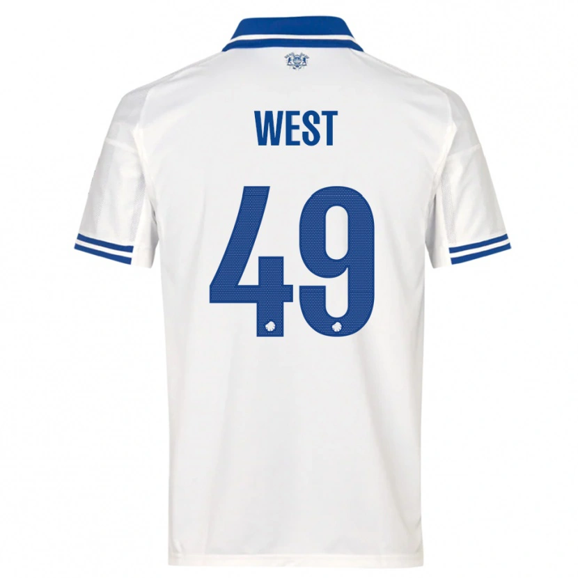Danxen Donna Maglia Liam West #49 Bianco Blu Kit Gara Home 2025/26 Maglietta