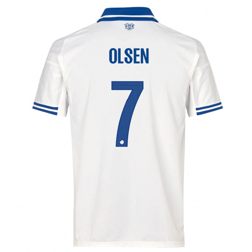 Danxen Donna Maglia Gunnar Olsen #7 Bianco Blu Kit Gara Home 2025/26 Maglietta