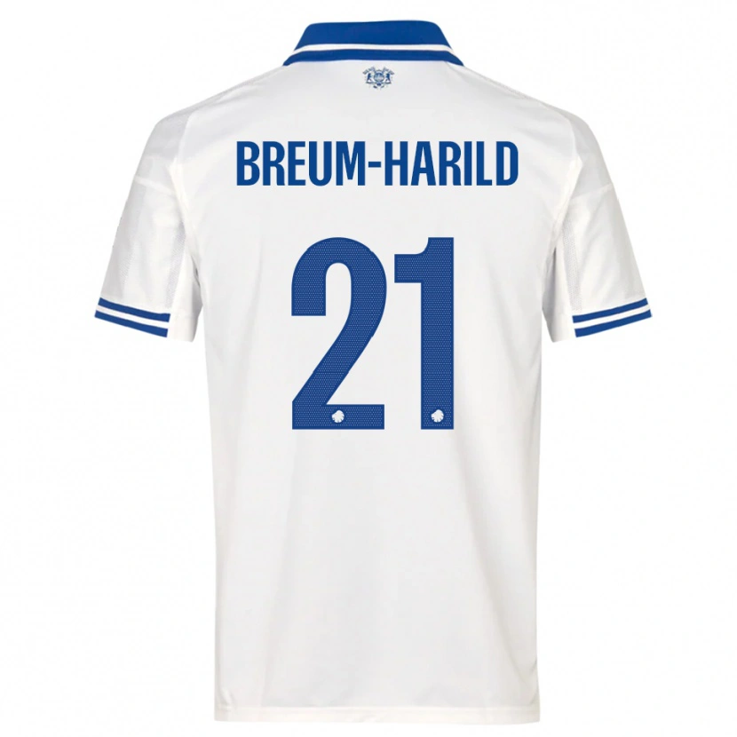 Danxen Donna Maglia Tobias Breum-Harild #21 Bianco Blu Kit Gara Home 2025/26 Maglietta
