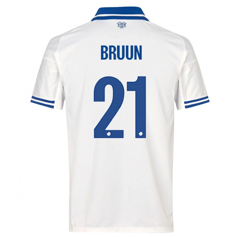 Danxen Donna Maglia Alfred Bruun #21 Bianco Blu Kit Gara Home 2025/26 Maglietta
