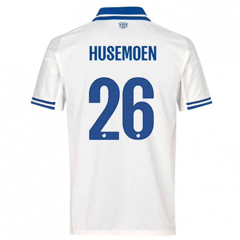 Danxen Donna Maglia Astrid Husemoen #26 Bianco Blu Kit Gara Home 2025/26 Maglietta