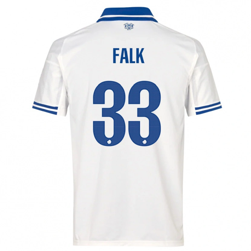 Danxen Donna Maglia Rasmus Falk #33 Bianco Blu Kit Gara Home 2025/26 Maglietta