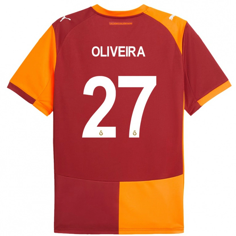 Danxen Donna Maglia Sergio Oliveira #27 Rosso Arancione Kit Gara Home 2025/26 Maglietta