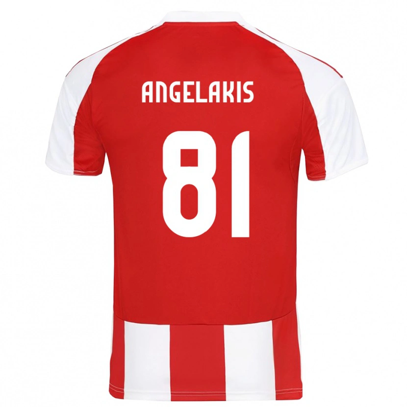 Danxen Donna Maglia Konstantinos Angelakis #81 Rosso Bianco Kit Gara Home 2025/26 Maglietta