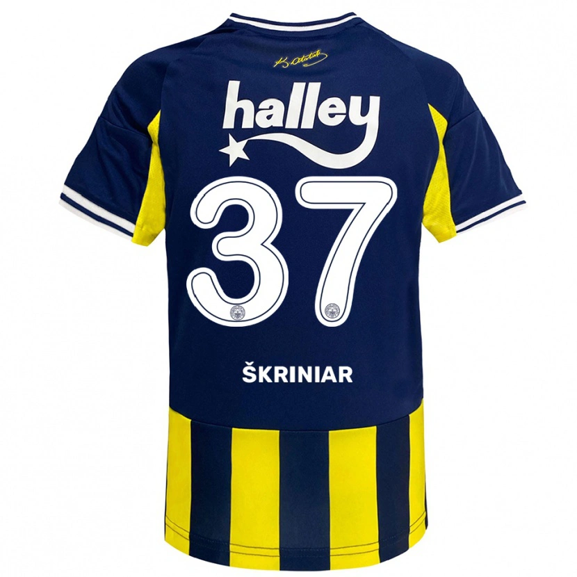 Danxen Donna Maglia Milan Škriniar #37 Giallo Navy Bianco Kit Gara Home 2025/26 Maglietta
