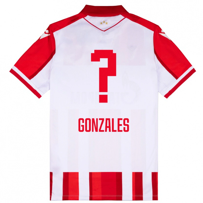 Danxen Donna Maglia Jesus Gonzales #0 Rosso Bianco Kit Gara Home 2025/26 Maglietta