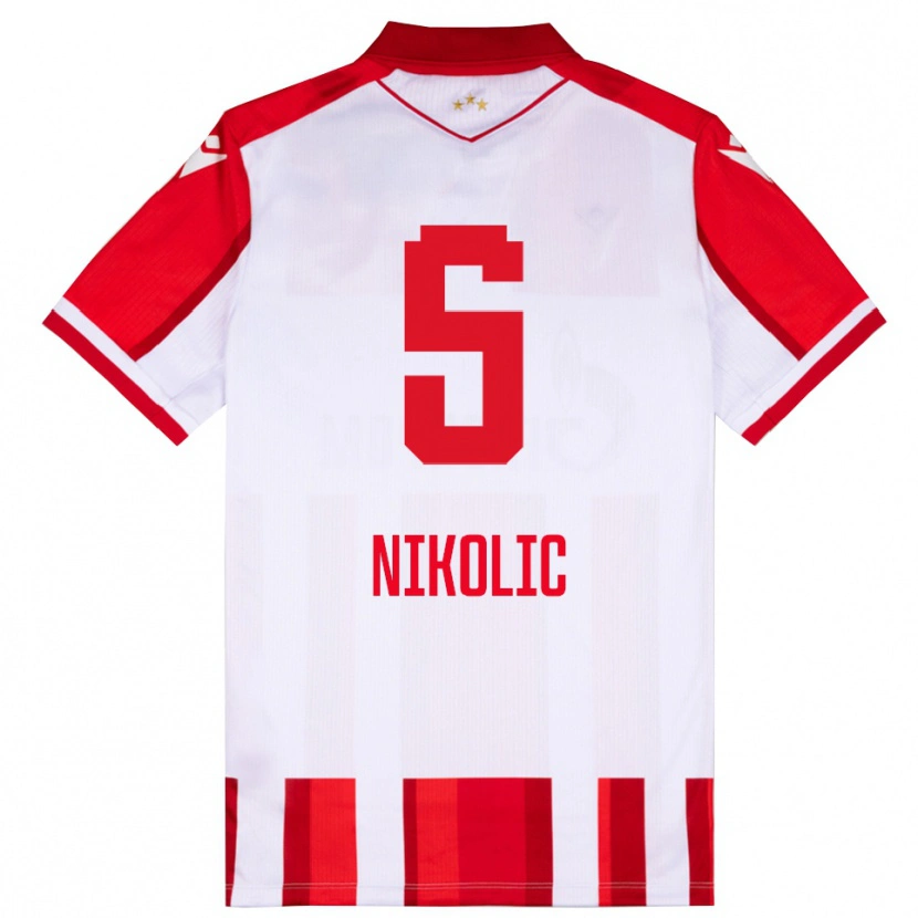 Danxen Donna Maglia Lazar Nikolic #5 Rosso Bianco Kit Gara Home 2025/26 Maglietta
