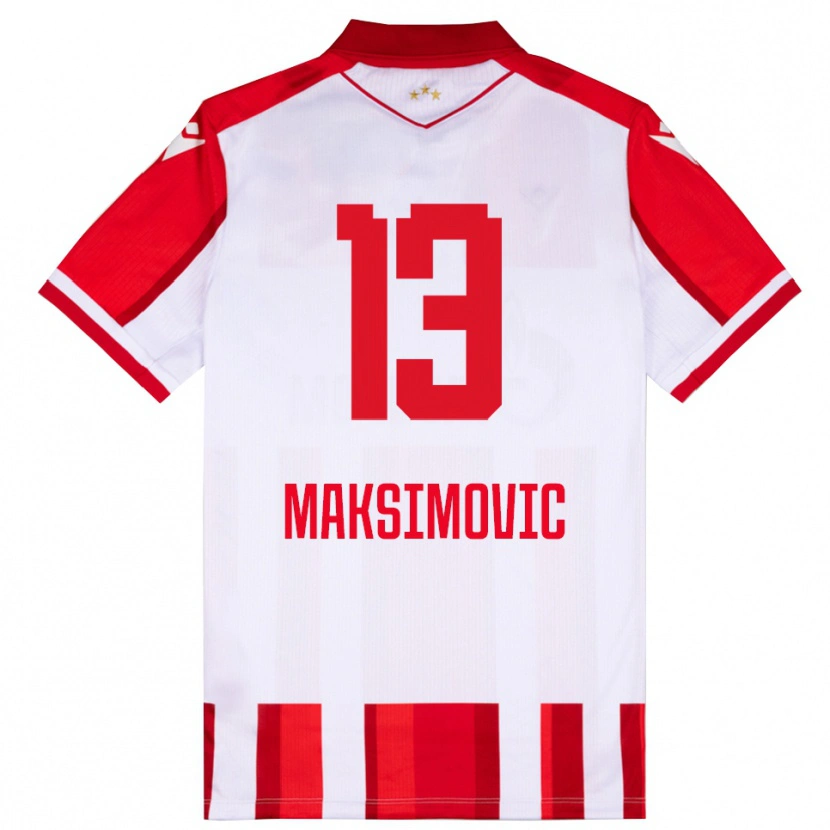 Danxen Donna Maglia Filip Maksimovic #13 Rosso Bianco Kit Gara Home 2025/26 Maglietta