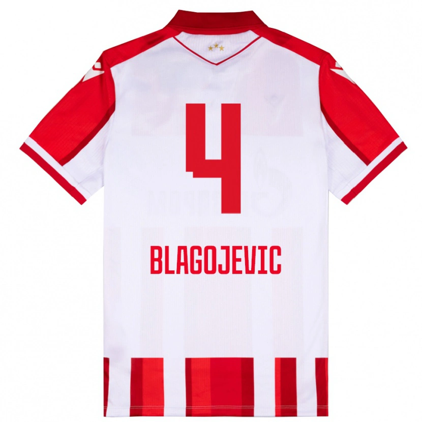 Danxen Donna Maglia Niksa Blagojevic #4 Rosso Bianco Kit Gara Home 2025/26 Maglietta