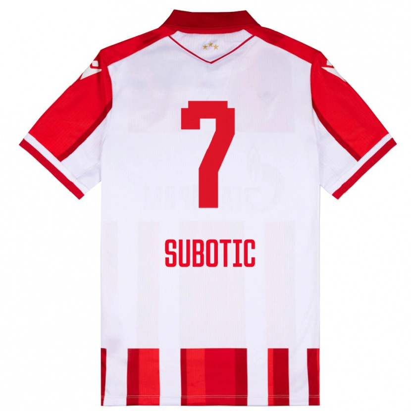 Danxen Donna Maglia Vasilije Subotic #7 Rosso Bianco Kit Gara Home 2025/26 Maglietta