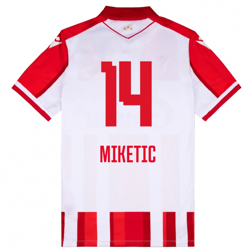 Danxen Donna Maglia Aleksandar Miketic #14 Rosso Bianco Kit Gara Home 2025/26 Maglietta