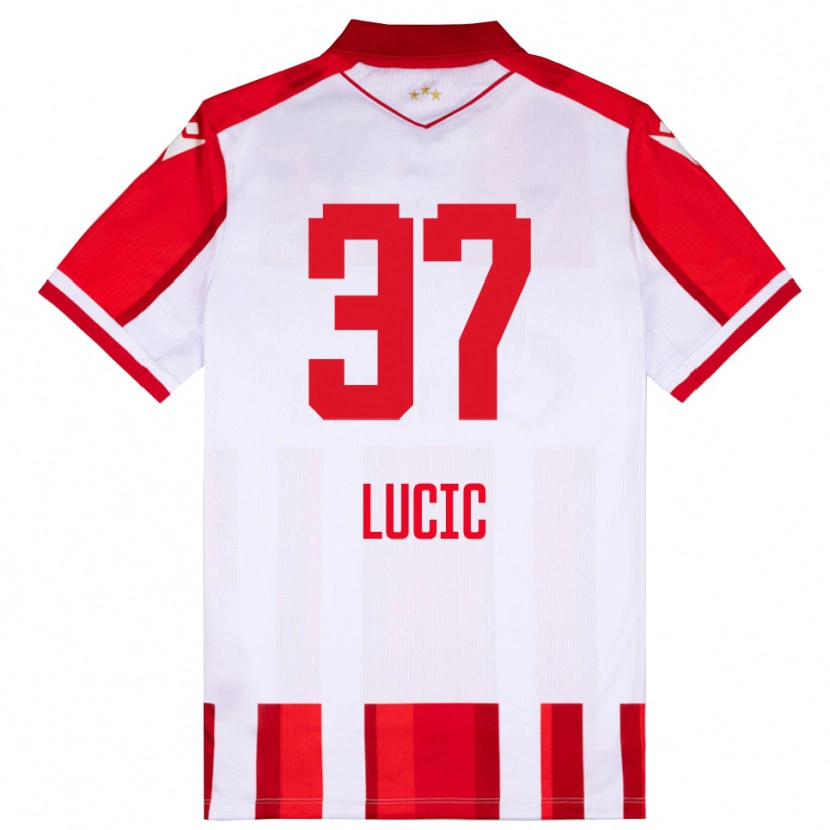 Danxen Donna Maglia Vladimir Lucic #37 Rosso Bianco Kit Gara Home 2025/26 Maglietta