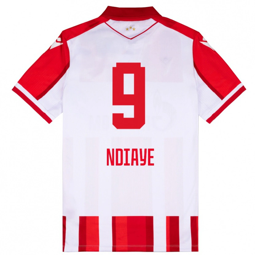 Danxen Donna Maglia Cherif Ndiaye #9 Rosso Bianco Kit Gara Home 2025/26 Maglietta