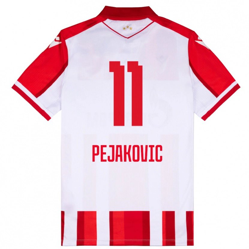 Danxen Donna Maglia Andrija Pejakovic #11 Rosso Bianco Kit Gara Home 2025/26 Maglietta