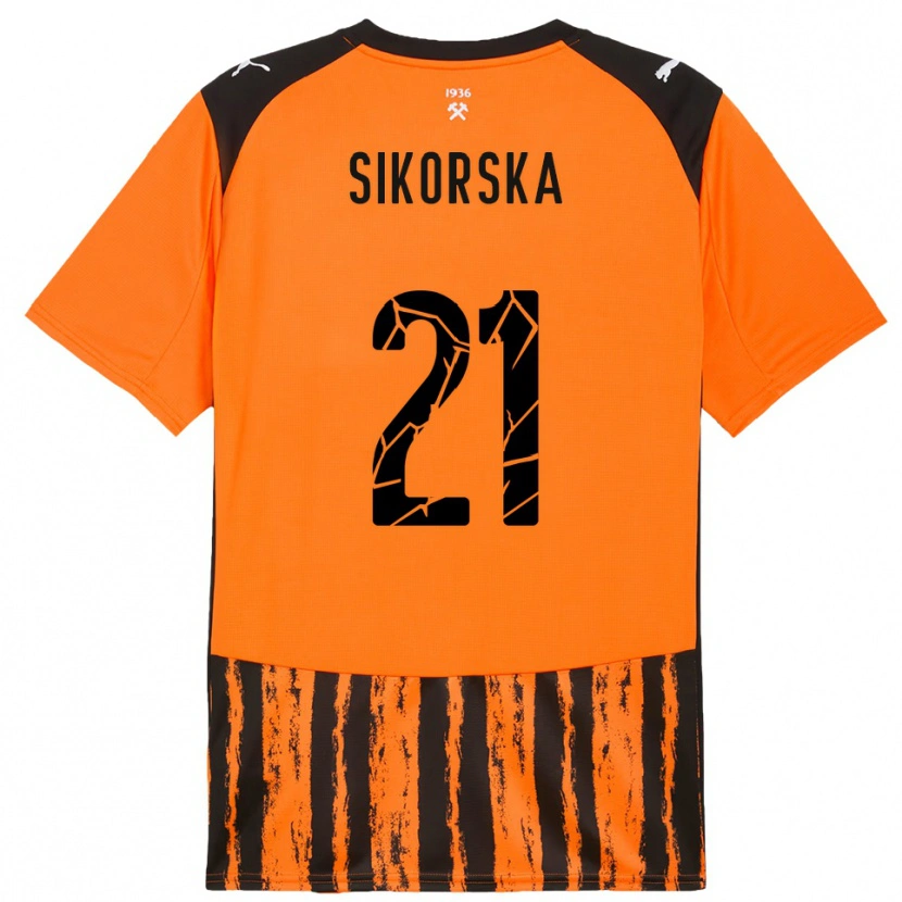 Danxen Donna Maglia Anastasiia Sikorska #21 Arancione Nero Kit Gara Home 2025/26 Maglietta