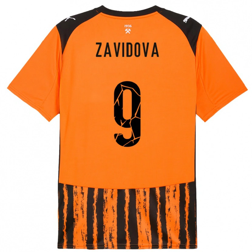 Danxen Donna Maglia Yuliana Zavidova #9 Arancione Nero Kit Gara Home 2025/26 Maglietta