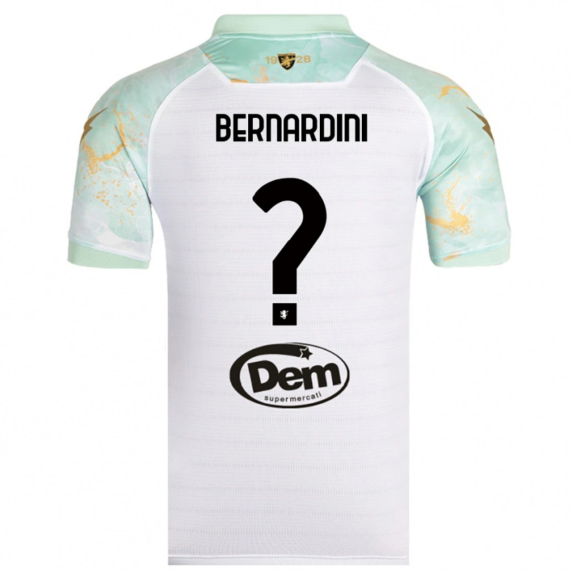 Danxen Donna Maglia Daniele Bernardini #0 Bianco Nero Kit Gara Away 2025/26 Maglietta