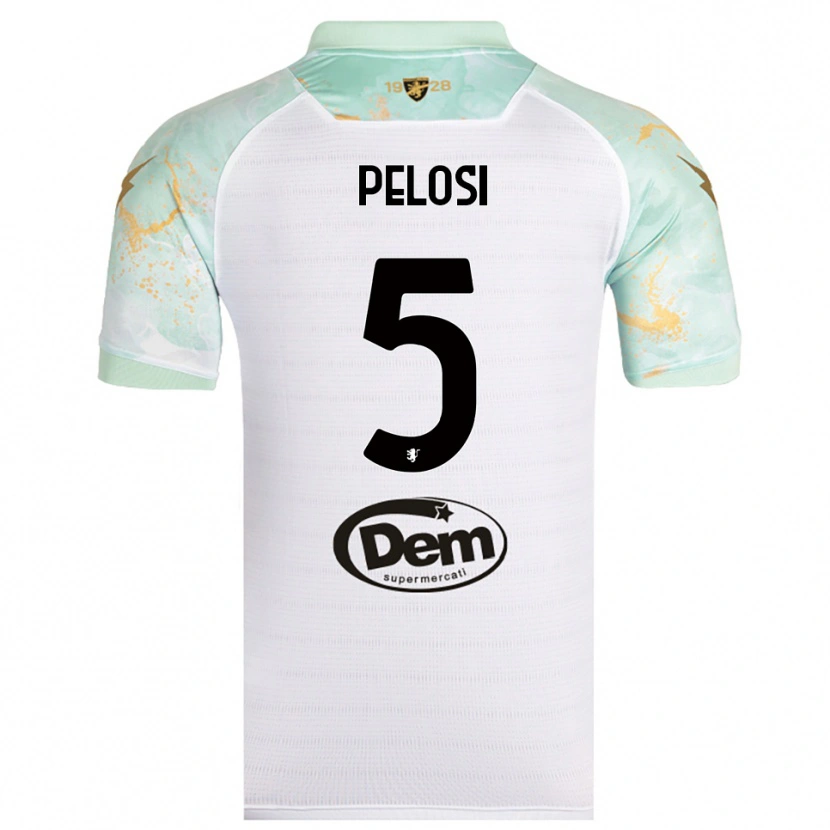 Danxen Donna Maglia Dario Pelosi #5 Bianco Nero Kit Gara Away 2025/26 Maglietta