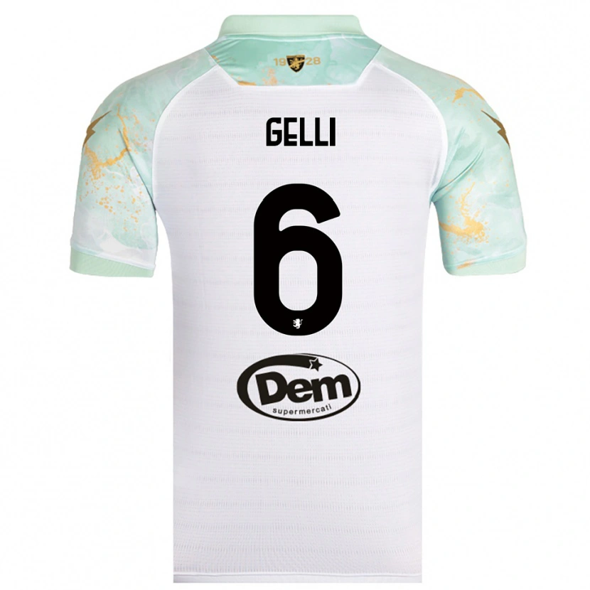 Danxen Donna Maglia Jacopo Gelli #6 Bianco Nero Kit Gara Away 2025/26 Maglietta