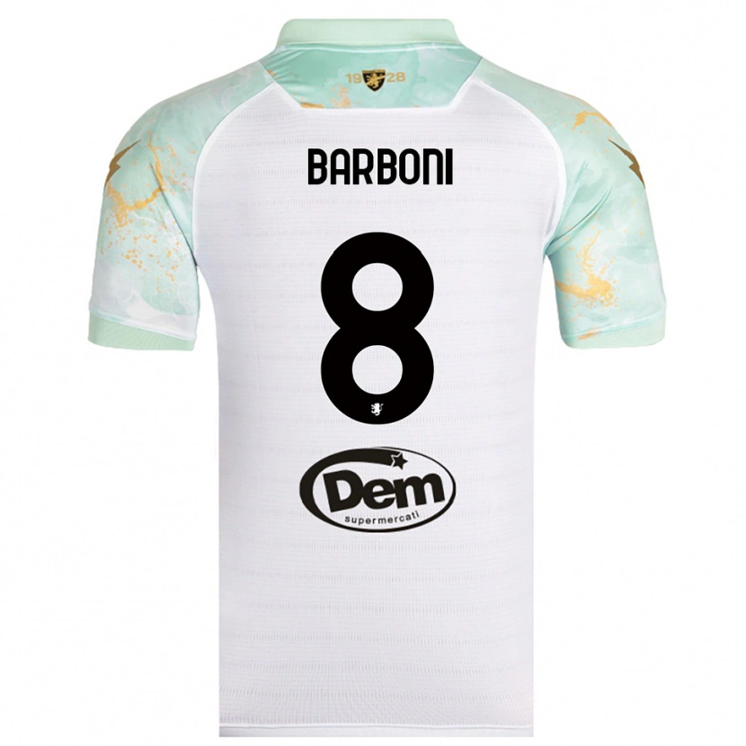 Danxen Donna Maglia David Barboni #8 Bianco Nero Kit Gara Away 2025/26 Maglietta