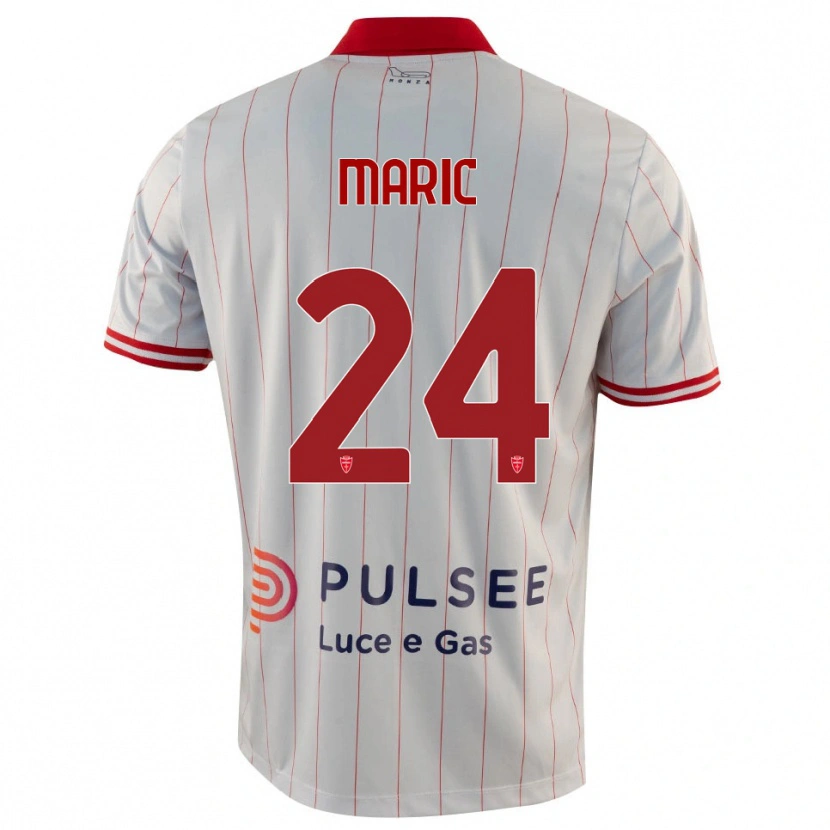 Danxen Donna Maglia Mirko Marić #24 Bianco Rosso Blu Kit Gara Away 2025/26 Maglietta