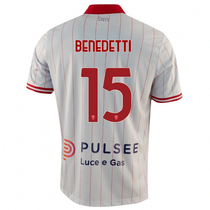 Danxen Donna Maglia Elia Benedetti #15 Bianco Rosso Blu Kit Gara Away 2025/26 Maglietta