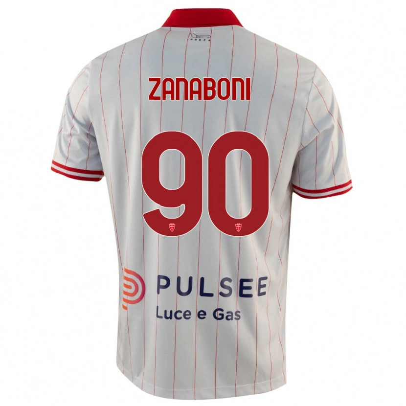 Danxen Donna Maglia Emanuele Zanaboni #90 Bianco Rosso Blu Kit Gara Away 2025/26 Maglietta