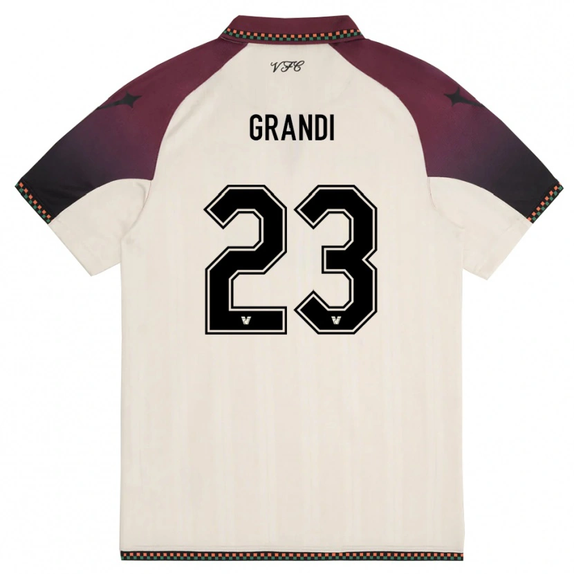 Danxen Donna Maglia Matteo Grandi #23 Crema Borgogna Kit Gara Away 2025/26 Maglietta
