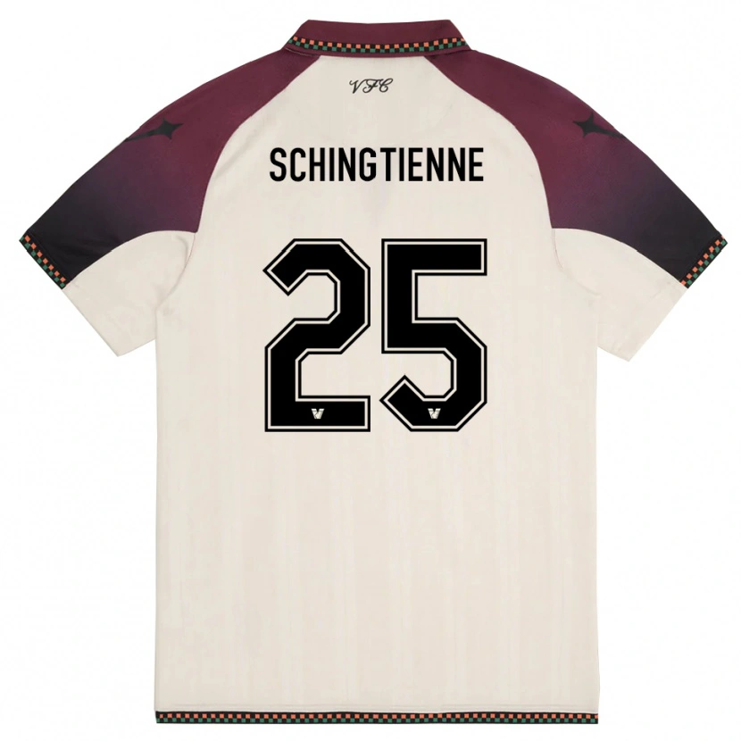 Danxen Donna Maglia Joël Schingtienne #25 Crema Borgogna Kit Gara Away 2025/26 Maglietta