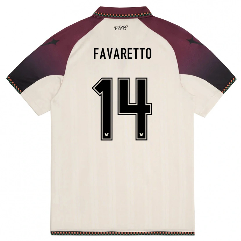 Danxen Donna Maglia Alessio Favaretto #14 Crema Borgogna Kit Gara Away 2025/26 Maglietta