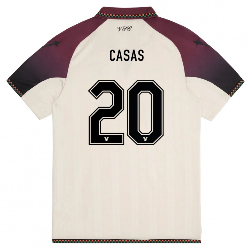Danxen Donna Maglia Antonio Casas #20 Crema Borgogna Kit Gara Away 2025/26 Maglietta