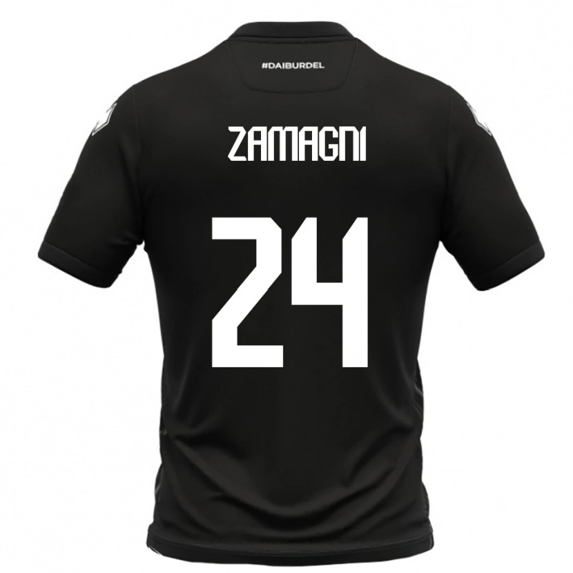 Danxen Donna Maglia Davide Zamagni #24 Nero Bianco Kit Gara Away 2025/26 Maglietta