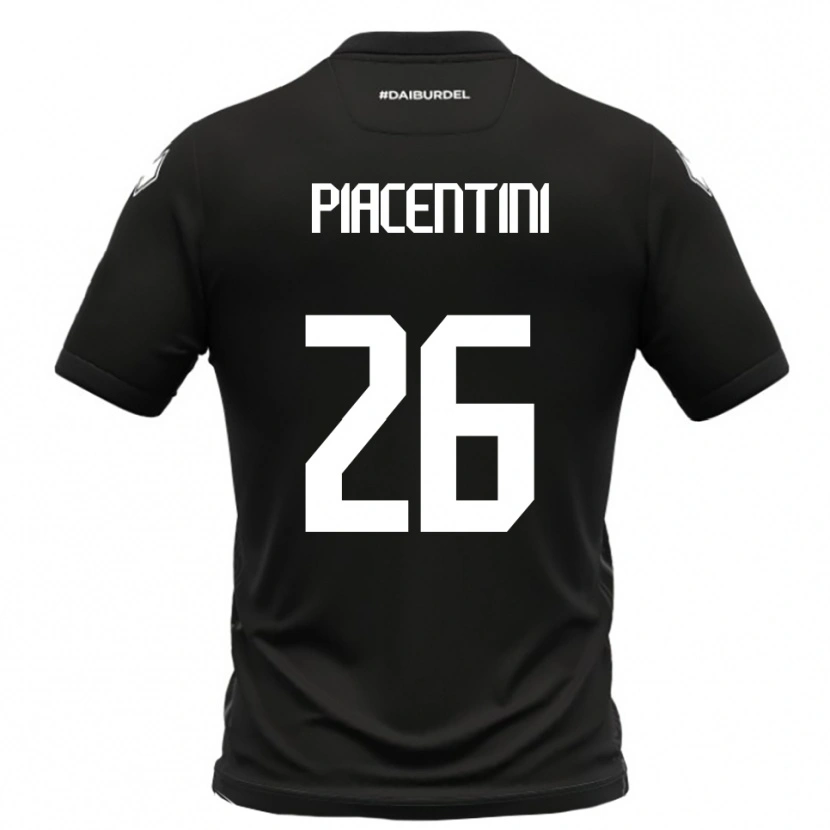 Danxen Donna Maglia Matteo Piacentini #26 Nero Bianco Kit Gara Away 2025/26 Maglietta