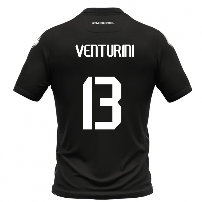 Danxen Donna Maglia Diego Venturini #13 Nero Bianco Kit Gara Away 2025/26 Maglietta