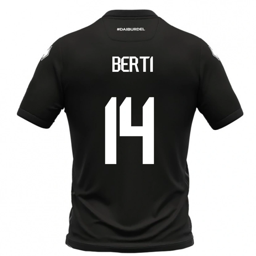 Danxen Donna Maglia Tommaso Berti #14 Nero Bianco Kit Gara Away 2025/26 Maglietta