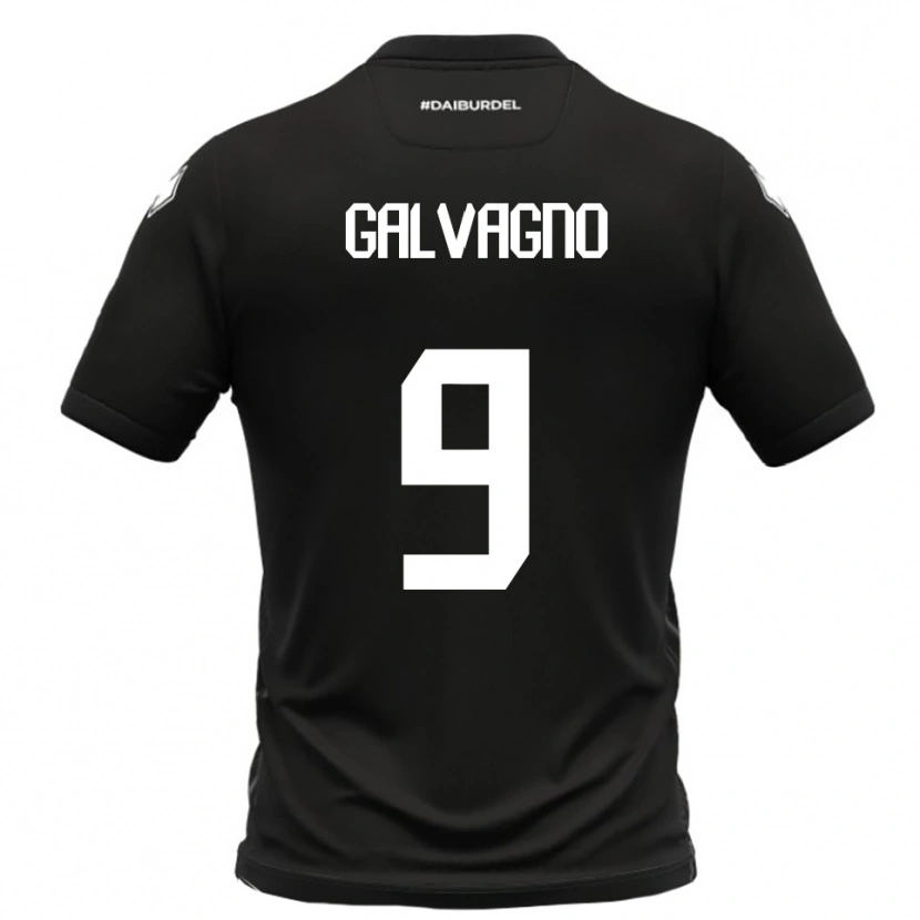 Danxen Donna Maglia Filippo Galvagno #9 Nero Bianco Kit Gara Away 2025/26 Maglietta