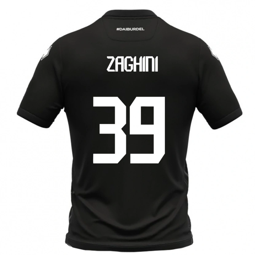 Danxen Donna Maglia Mattia Zaghini #39 Nero Bianco Kit Gara Away 2025/26 Maglietta