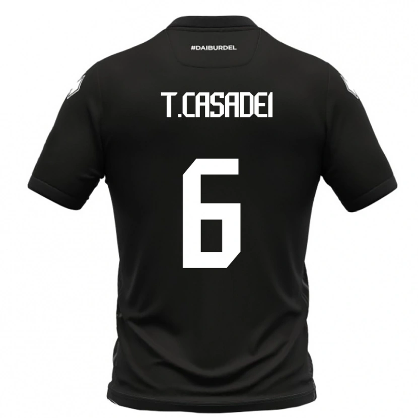 Danxen Donna Maglia Tommaso Casadei #6 Nero Bianco Kit Gara Away 2025/26 Maglietta