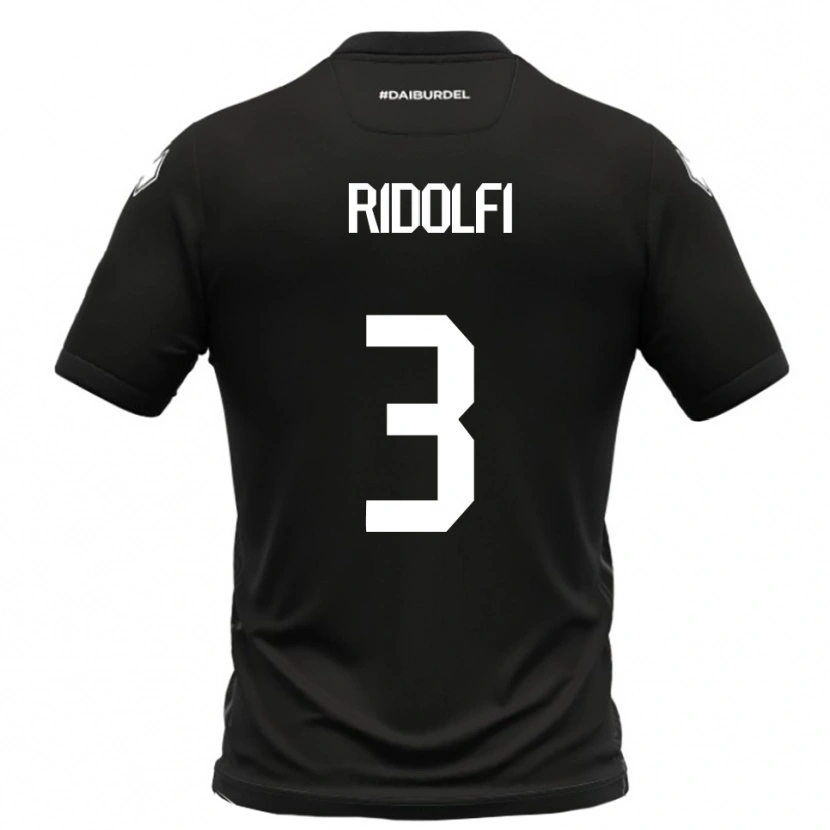 Danxen Donna Maglia Mattia Ridolfi #3 Nero Bianco Kit Gara Away 2025/26 Maglietta