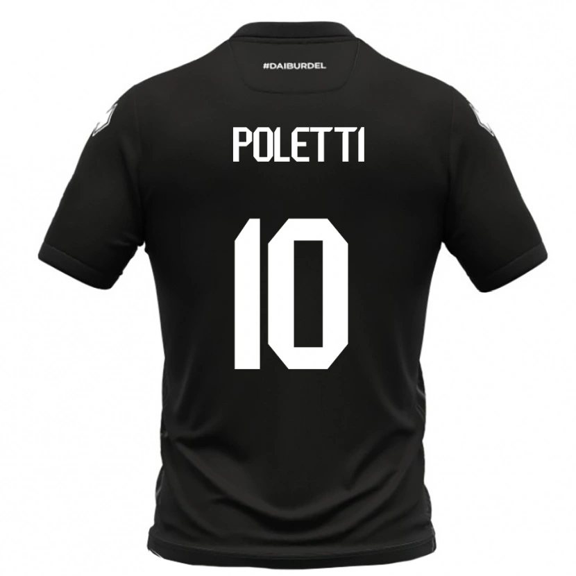Danxen Donna Maglia Thomas Poletti #10 Nero Bianco Kit Gara Away 2025/26 Maglietta